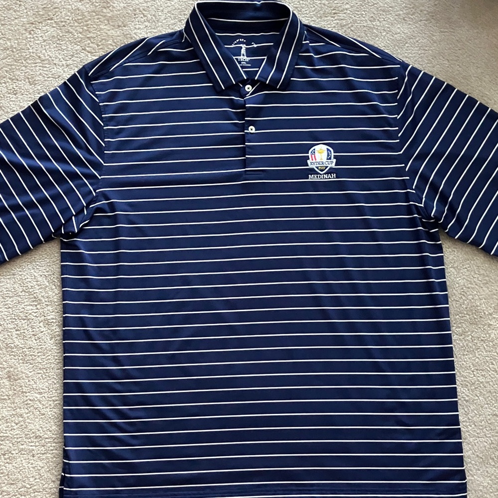 Ryder Cup PGA Fairway and Greene Ryder Cup Medina Navy Striped Men's Golf Polo
